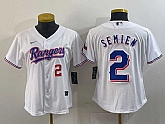 Women's Texas Rangers #2 Marcus Semien Number White 2024 Gold Collection Limited Cool Base Jersey,baseball caps,new era cap wholesale,wholesale hats